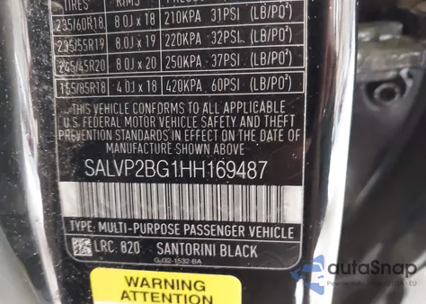 2017 Land Rover Range Rover Evoque Se/Se Premium z USA, uszkodzony, nr VIN SALVP2BG1HH169487